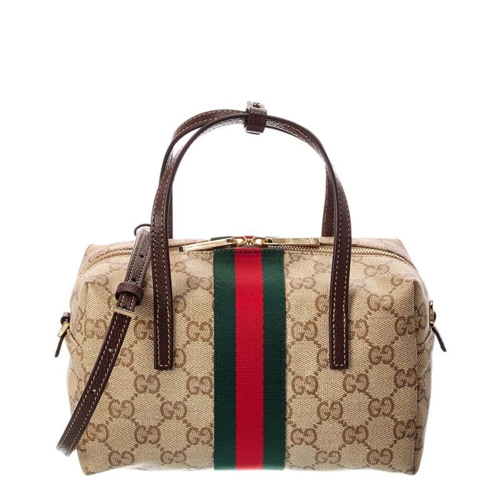 Gucci Gg Coated Canvas & Leather Shoulder Bag, Brown